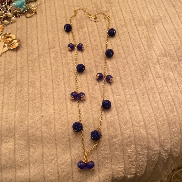 NWT J. Crew Blue Bead Necklace - Picture 2 of 6